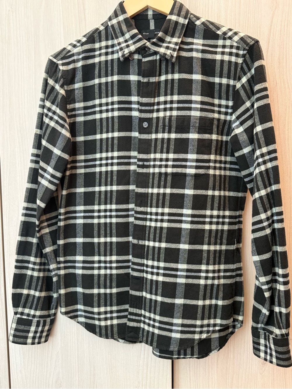Club Monaco Black and White Plaid Button-Down Shirt